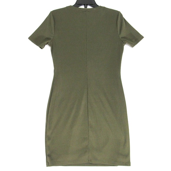 Forever 21 Ribbed Knit Mini Short Sleeve‎ Dress Olive Green Size: XL - Picture 5 of 11